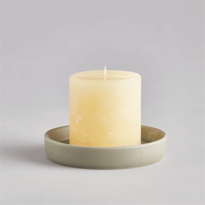 St Eval Light Grey-Green Candle Plate Small